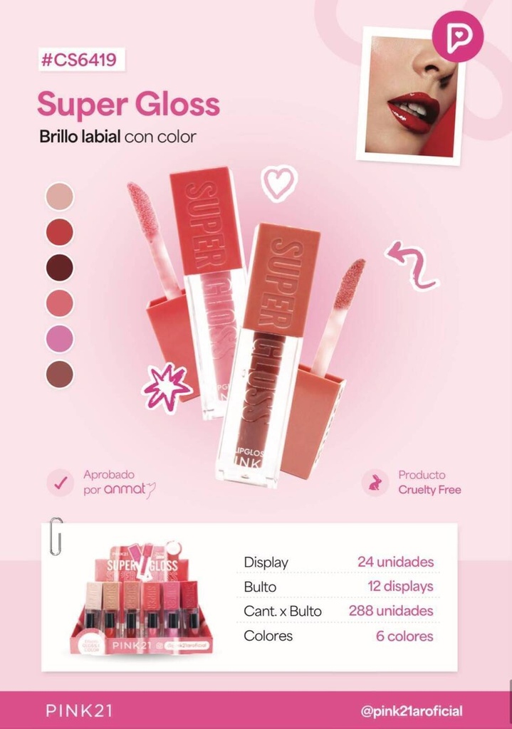 [PL-CS6419/488570] Lip gloss SUPER GLOSS PINK 21