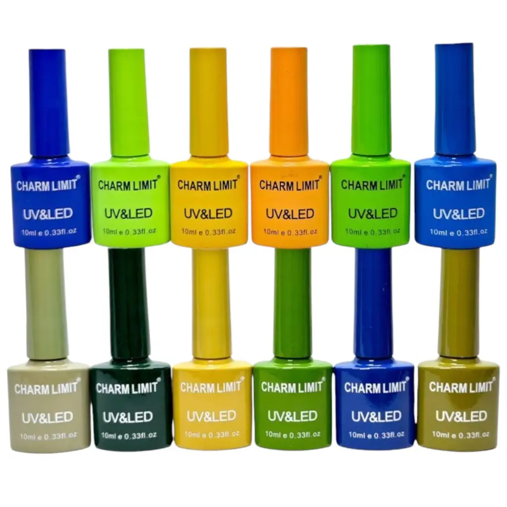 [SUE064-F] Esmaltes de/para uñas semipermanente Charm Limit 10ml tapa color ___ PACK X12 (F)
