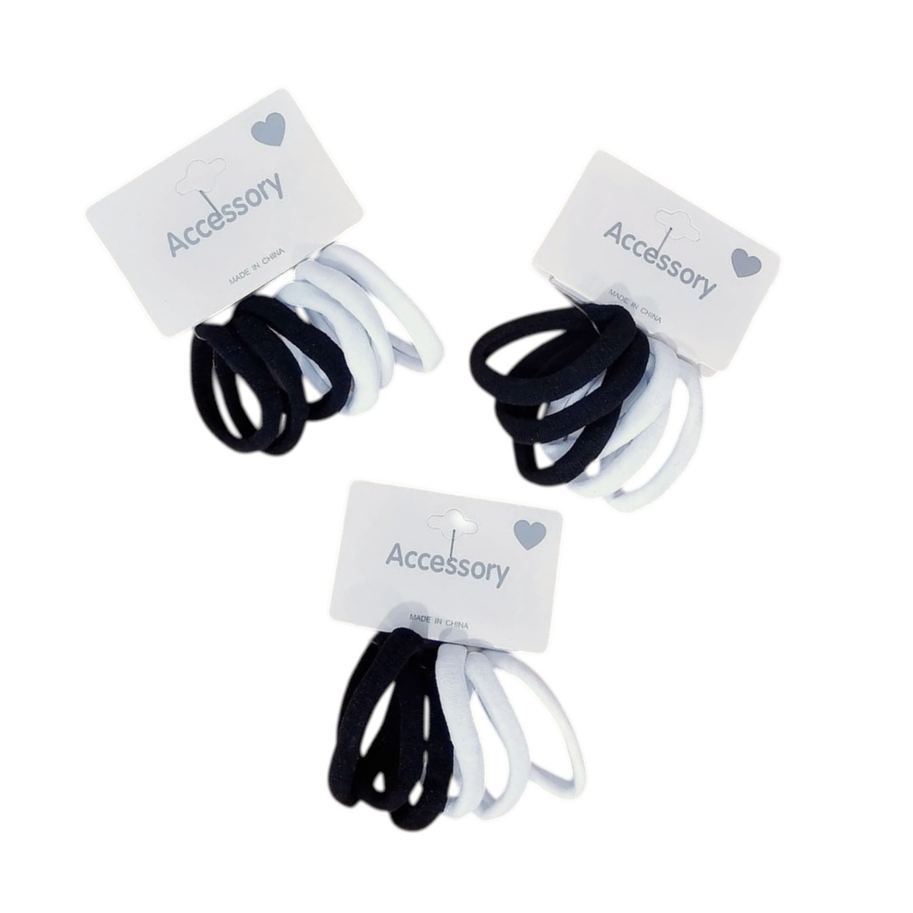 [PM-UT409024] SET X6 COLITAS DE PELO BLANCAS Y NEGRAS