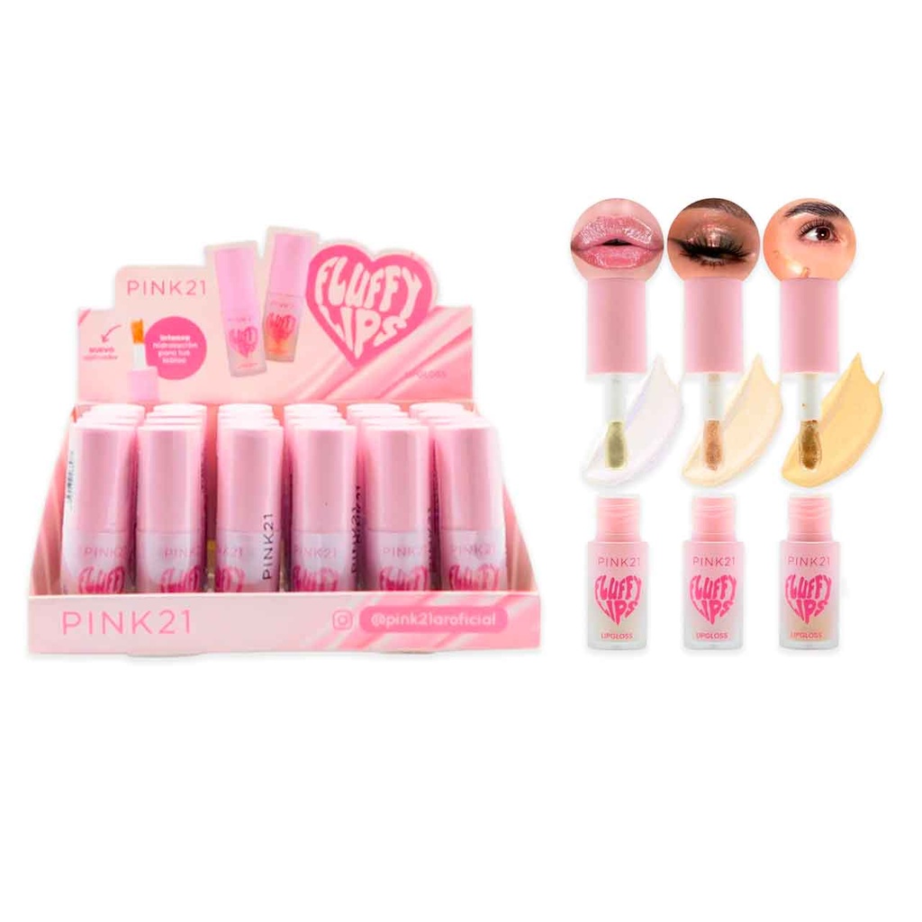 [PM-CS4477] GLOSS MULTIUSO FLUFFY LIPS PINK 21