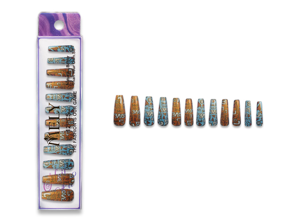 [PM-LH-50042] PROMO 2×1 | UÑAS POSTIZAS DECORADAS DEGRADE PERLADO COFFIN X12 MELY