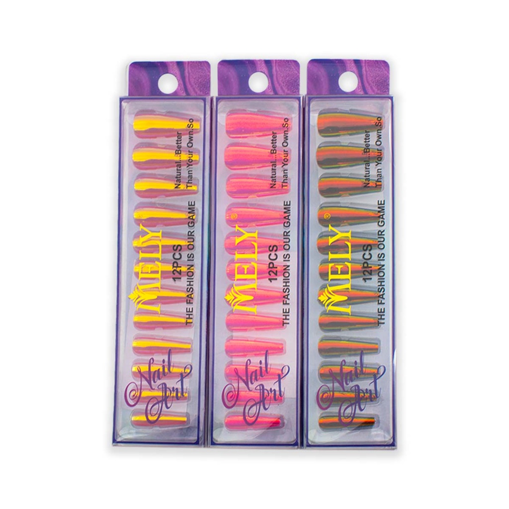 PROMO 2×1 | UÑAS POSTIZAS EFECTO AURORA COFFIN MELY