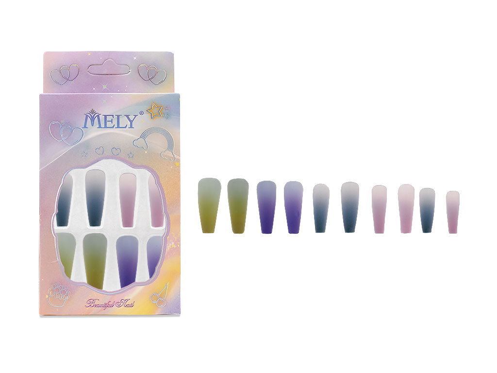[PM-LH-P781] PROMO 2×1 | UÑAS POSTIZAS DECORADAS DEGRADE COFFIN X12 MELY
