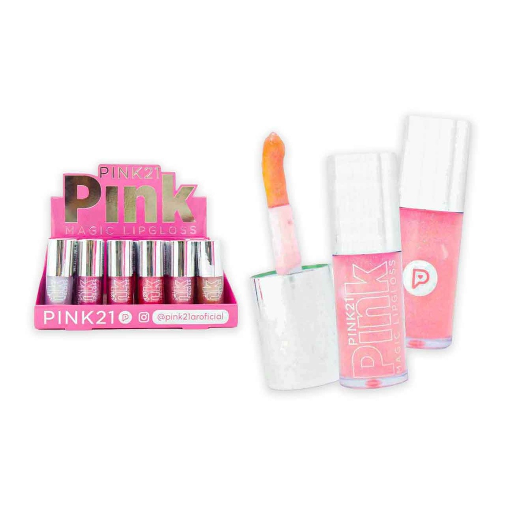 LIP GLOSS MAGIC TAPA PLATEADA PINK 21