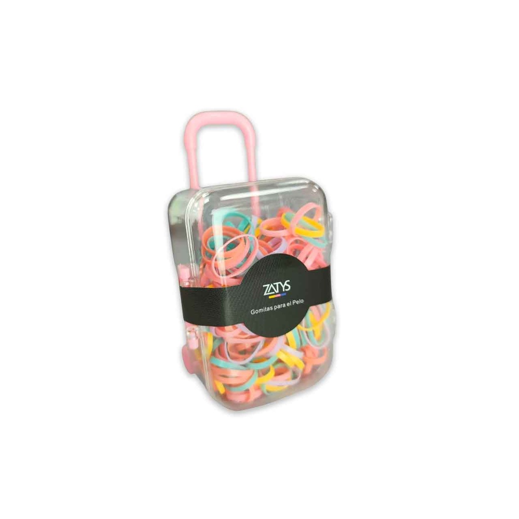 GOMITAS DE CABELLO COLORES PASTELES EN ESTUCHE VALIJITA