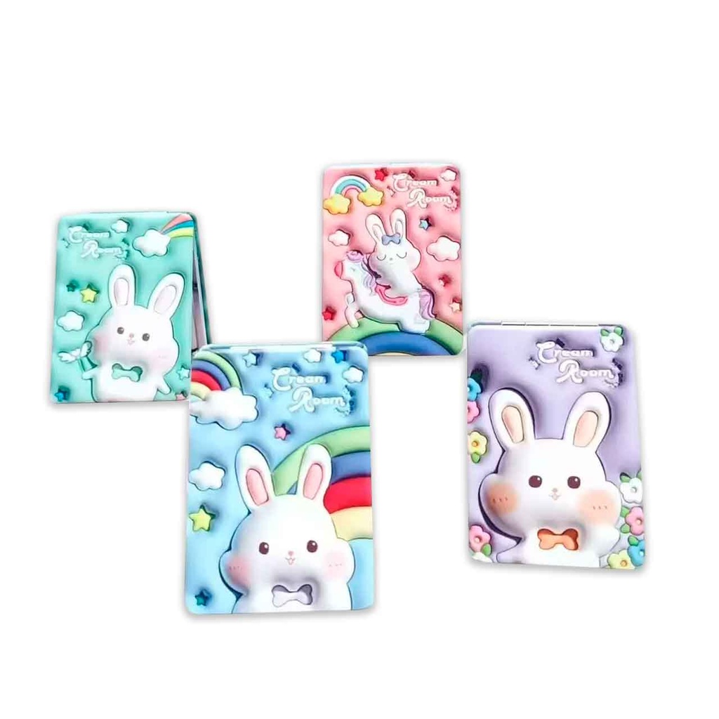 ESPEJO DE CARTERA DIBUJOS DE CONEJITOS