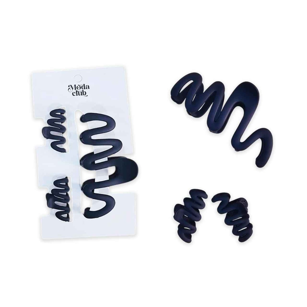 PACK DE 3 BROCHES ONDULADOS NEGROS