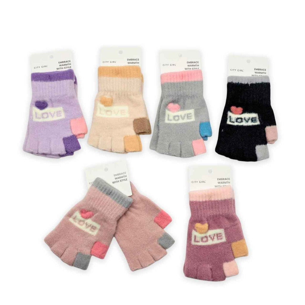 [PM-38095-6] GUANTES INFANTILES DE MEDIO DEDO LOVE
