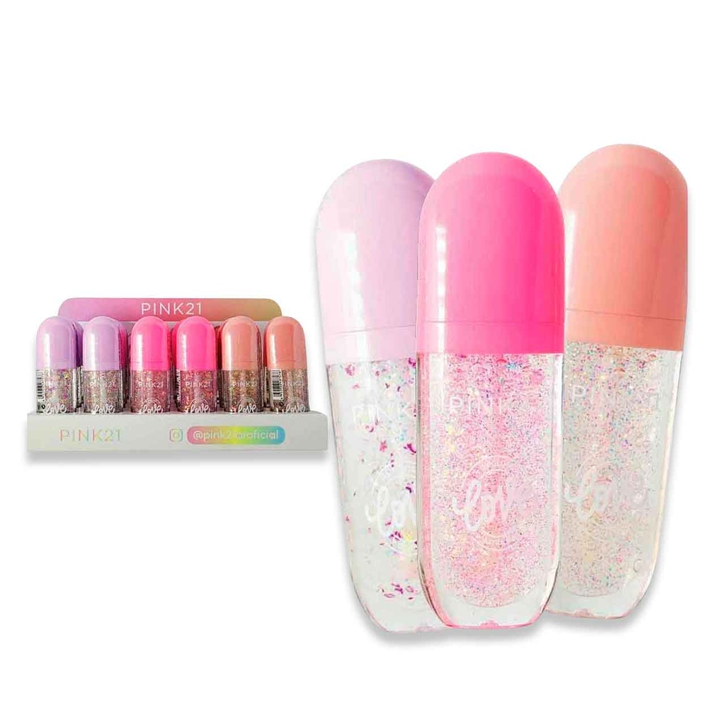 GLOSS CON GLITTER 3 COLORES PINK 21