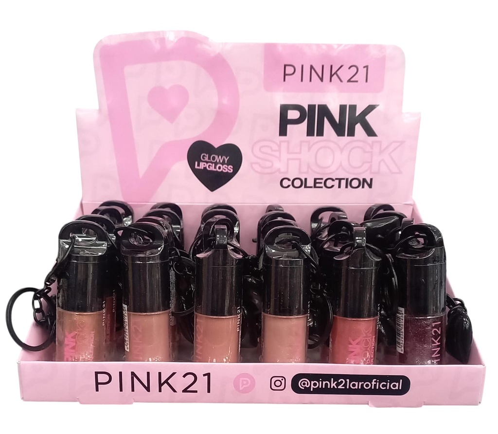 [PM-CS6970] LIP GLOSS LLAVERO CORAZON NEGRO PINK 21