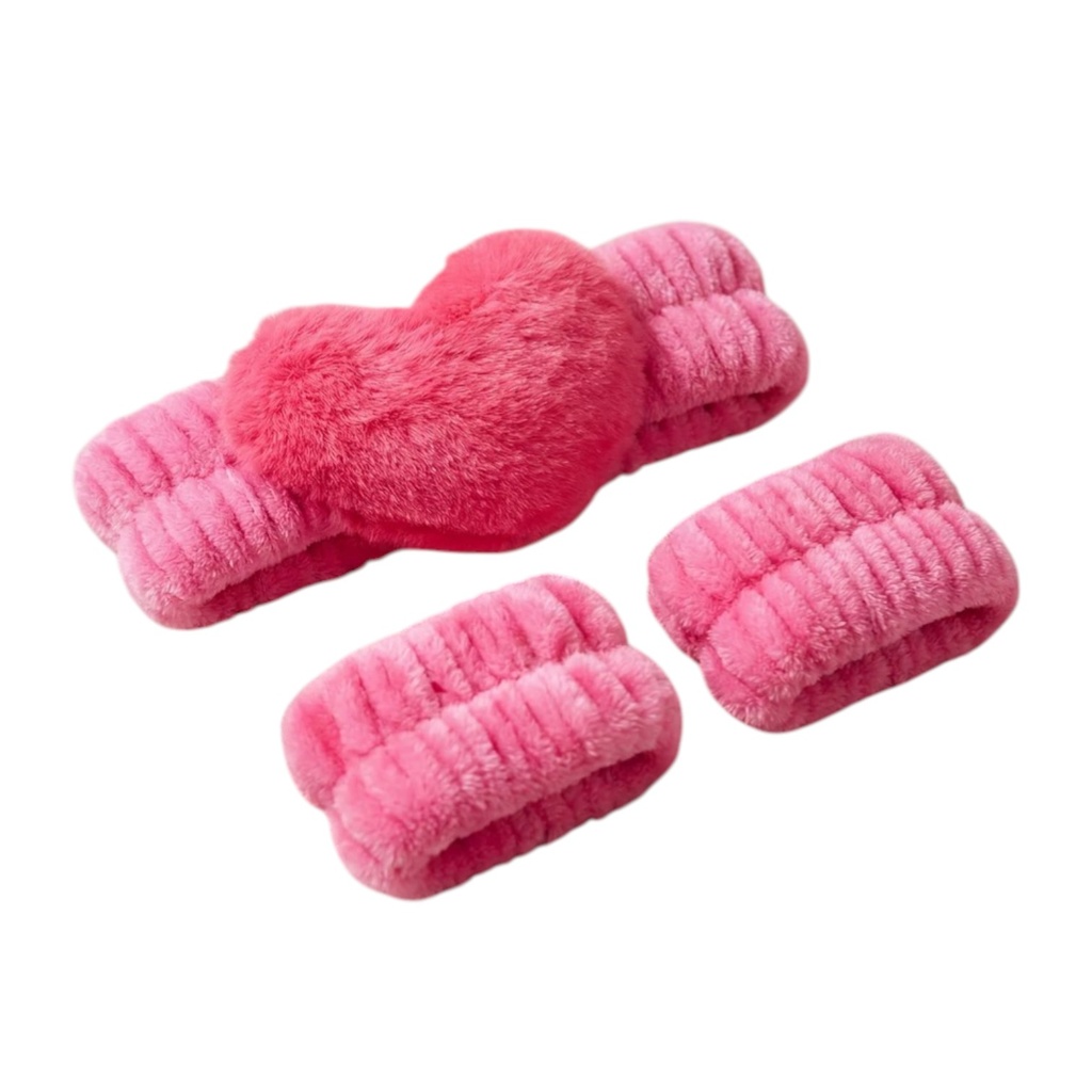 [PM-MYA1-0011] SET VINCHA Y MUÑEQUERA CON CORAZÓN
