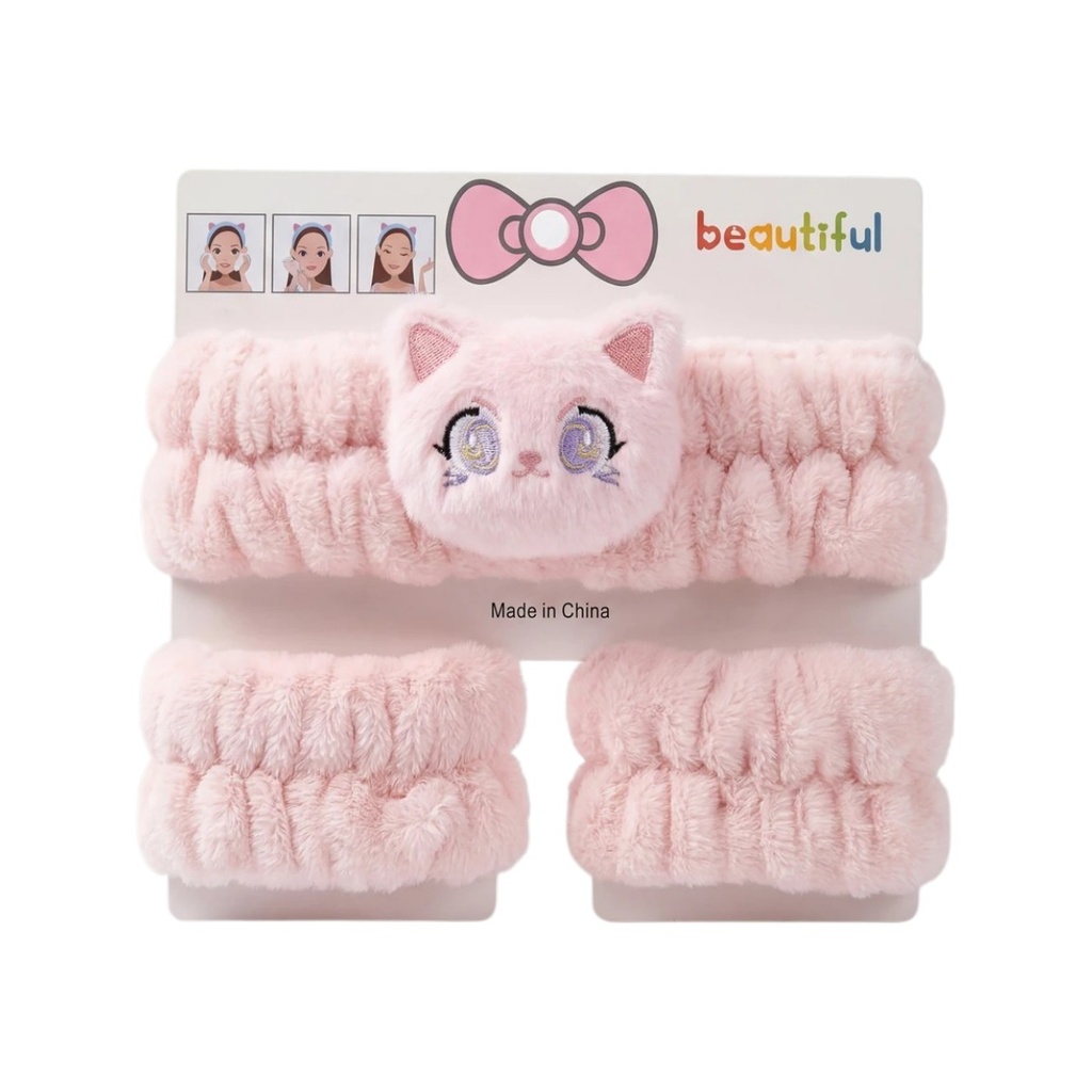 [PM-MYD6-0006] SET VINCHA Y MUÑEQUERA GATITO