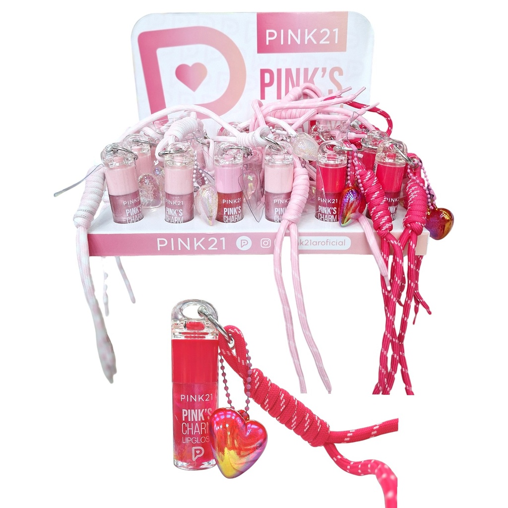 LIP GLOSS LLAVERO PARA CELULAR CORAZÓN PINK 21