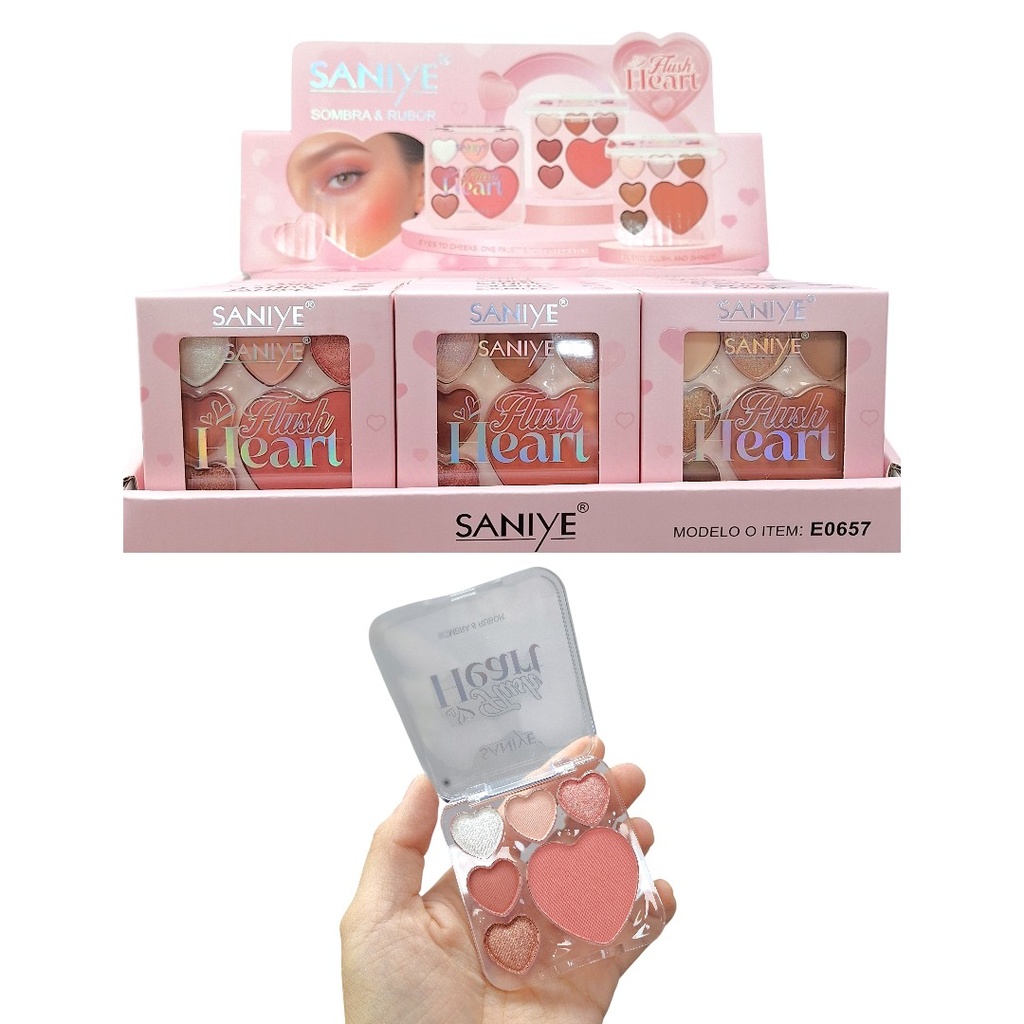 PALETA DE SOMBRAS+RUBOR FLUSH HEART SANIYE