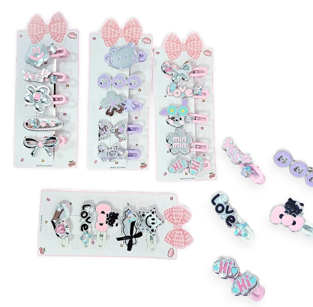 PACK X5 HEBILLAS INFANTILES CON DIJES