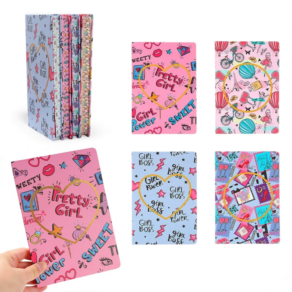 CUADERNO TAPA DURA CON ESTAMPAS 15 X 21 CM