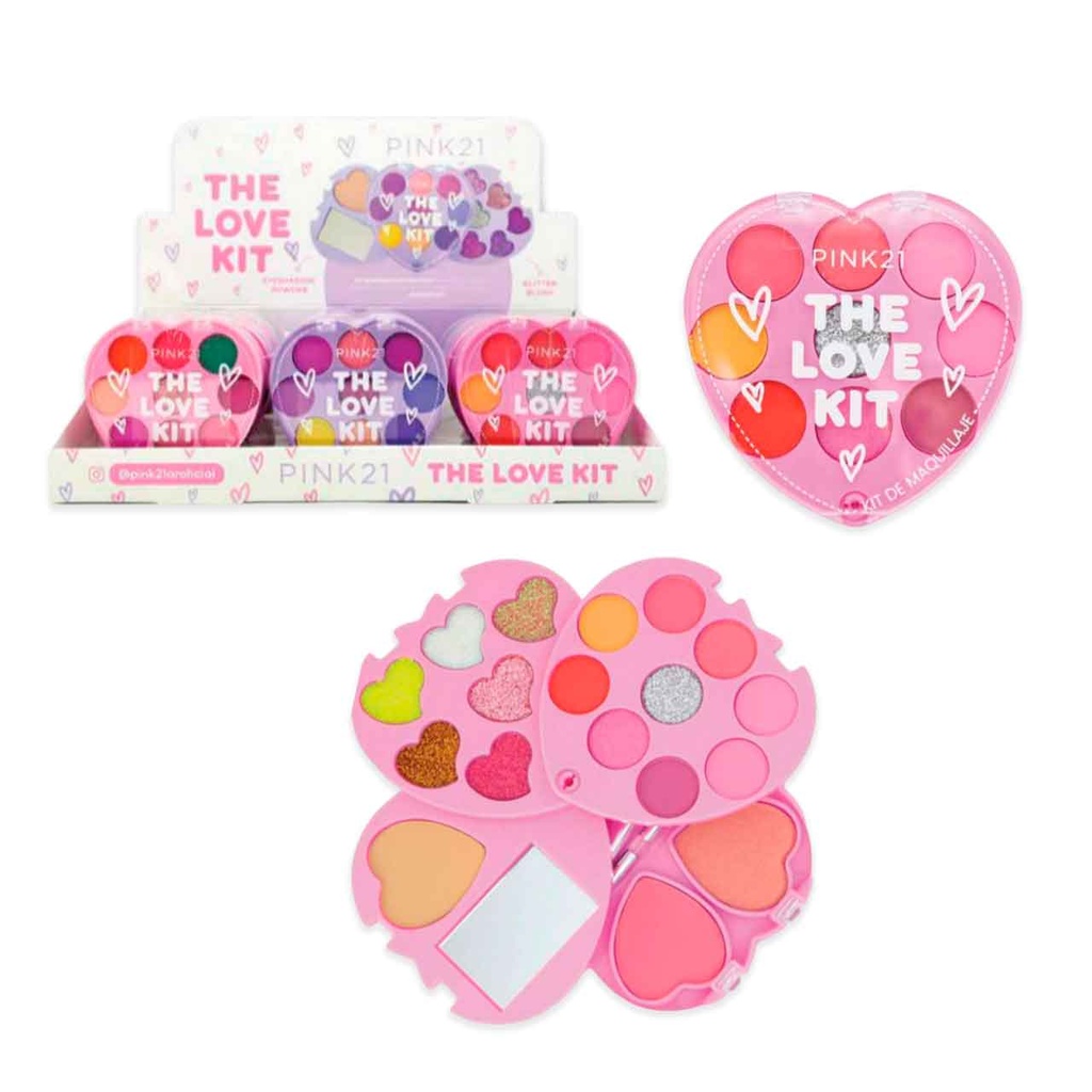 KIT DE MAQUILLAJE EN FORMA DE CORAZÓN PINK 21