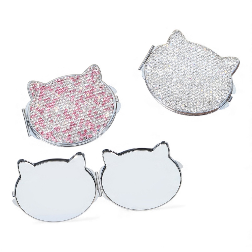 [PM-BC2173] ESPEJO DE CARTERA FORMA GATITO CON STRASS