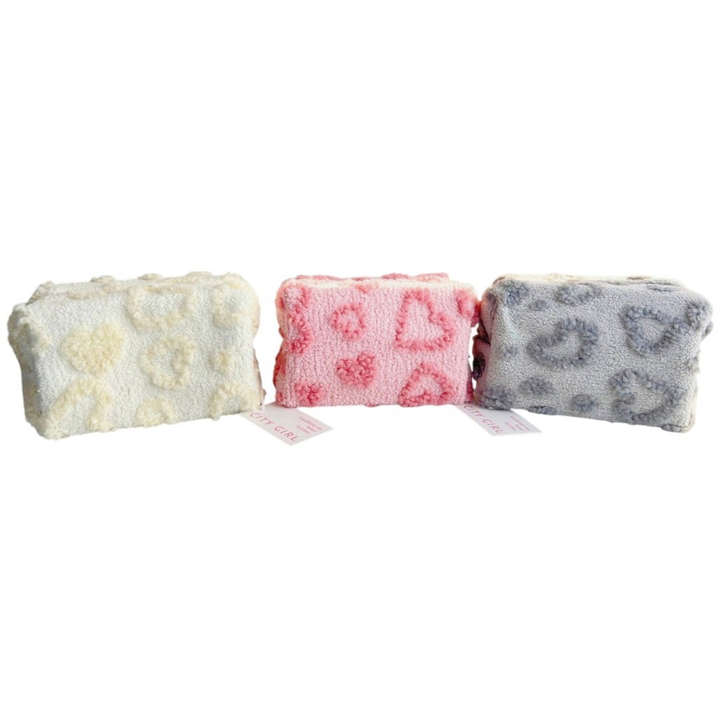 [PM-BL11136-47] NECESER TELA PELUCHE CON CORAZONES