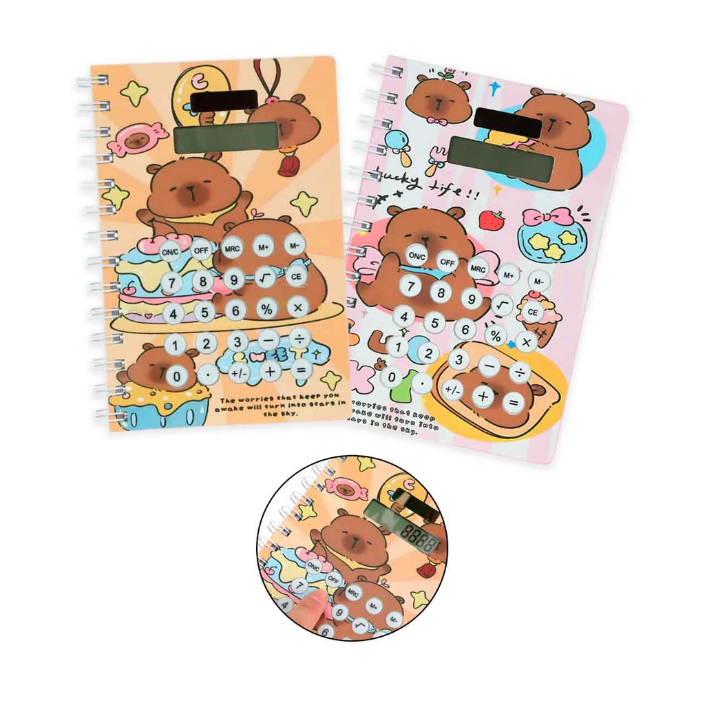 CUADERNO CON CALCULADORA CAPYBARA 12x18CM