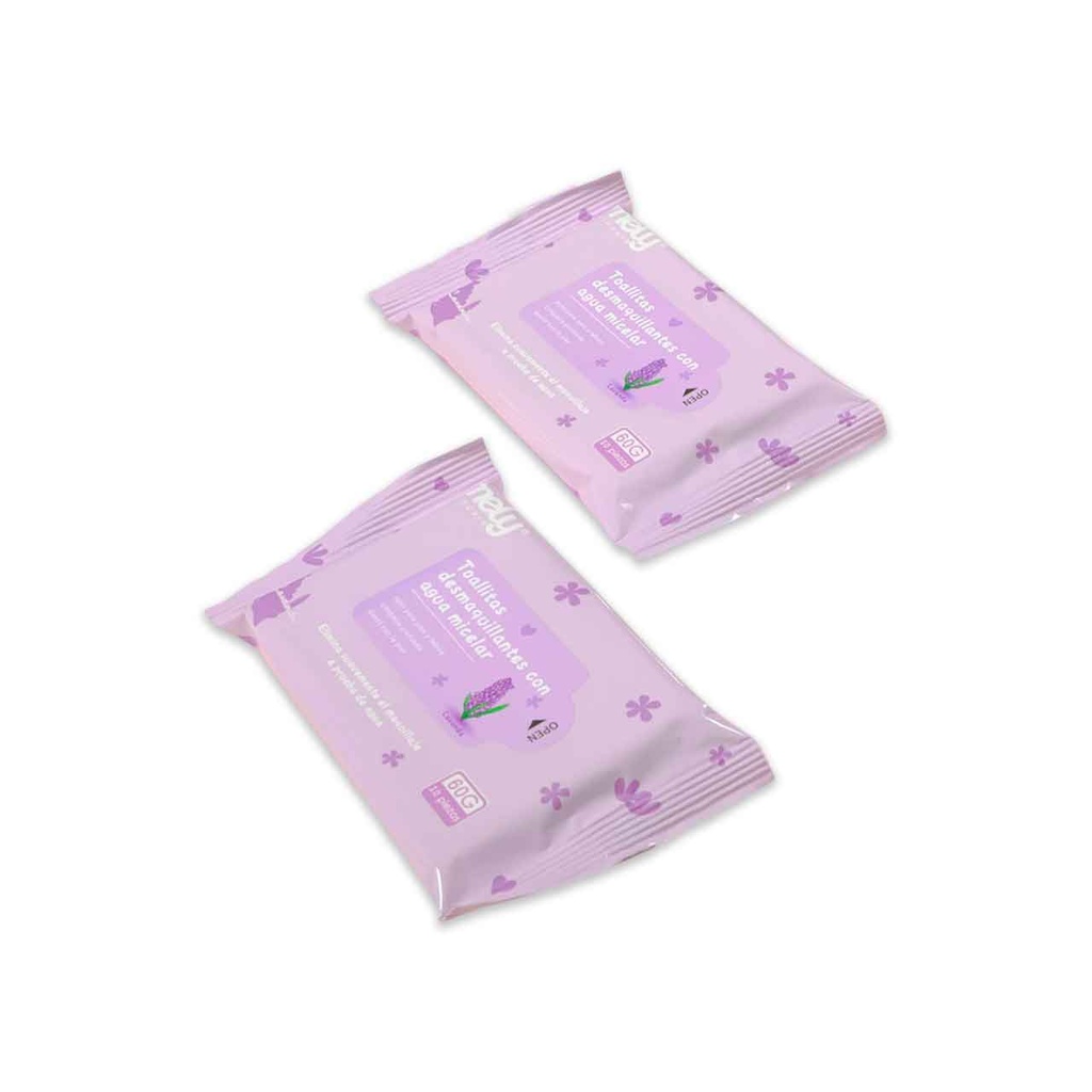 [PM-MY891022] TOALLAS DESMAQUILLANTES X10 CON AGUA MICELAR LAVANDA MELY