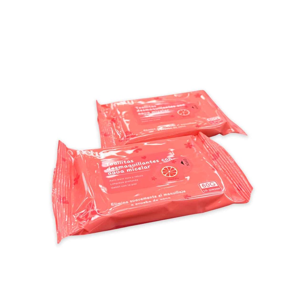 [PM-MY891025] TOALLAS DESMAQUILLANTES X10 CON AGUA MICELAR POMELO MELY