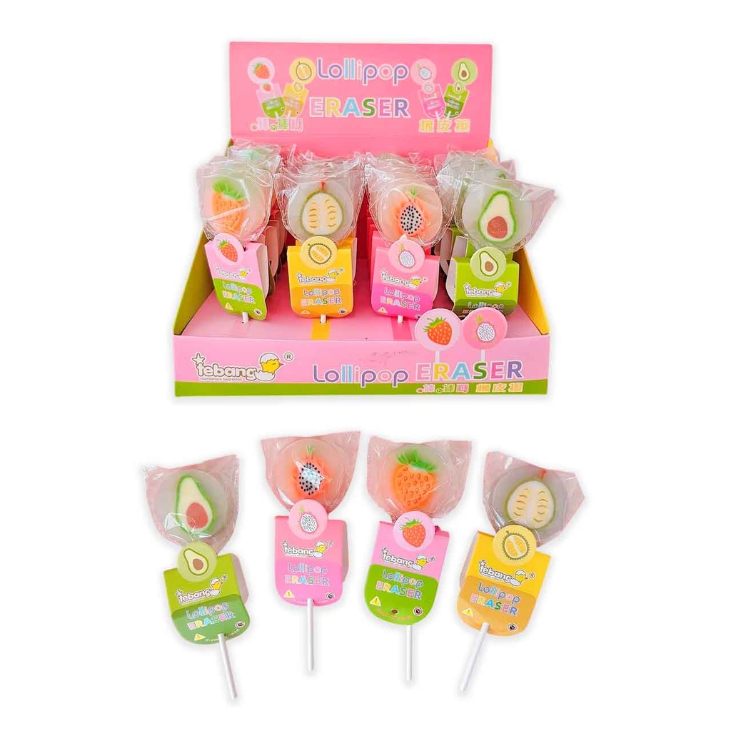 GOMA DE BORRAR FORMA DE PALETAS CON FRUTAS