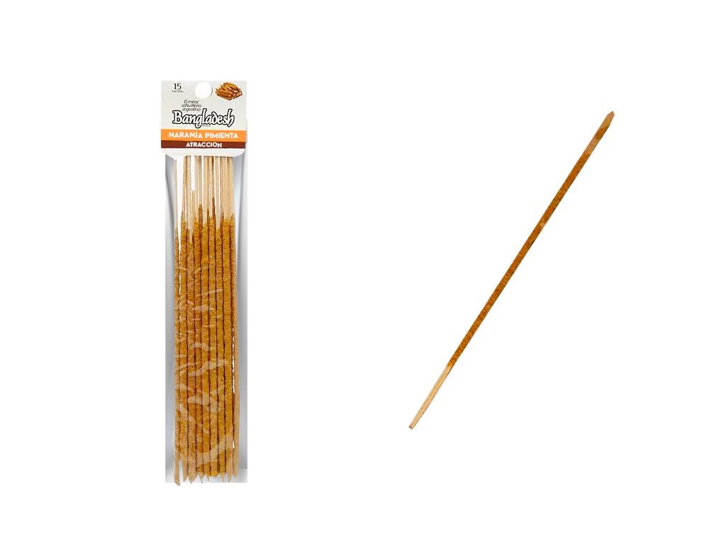[PM-150-NARANJA PIMIENTA] SAHUMERIO BANGLADESH NARANJA PIMIENTA 15 VARILLAS