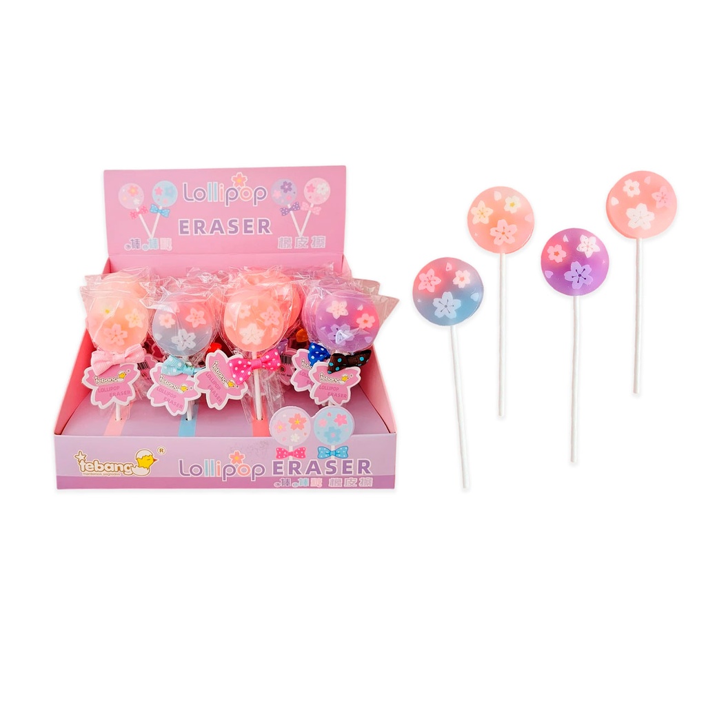 GOMA DE BORRAR FORMA PALETA CON FLORES