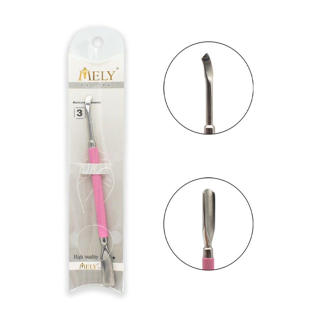 [PM-LH-10955] REPUJADOR DE CUTICULA MELY DOBLE PUNTA CURVATURA C ACERO INOXIDABLE