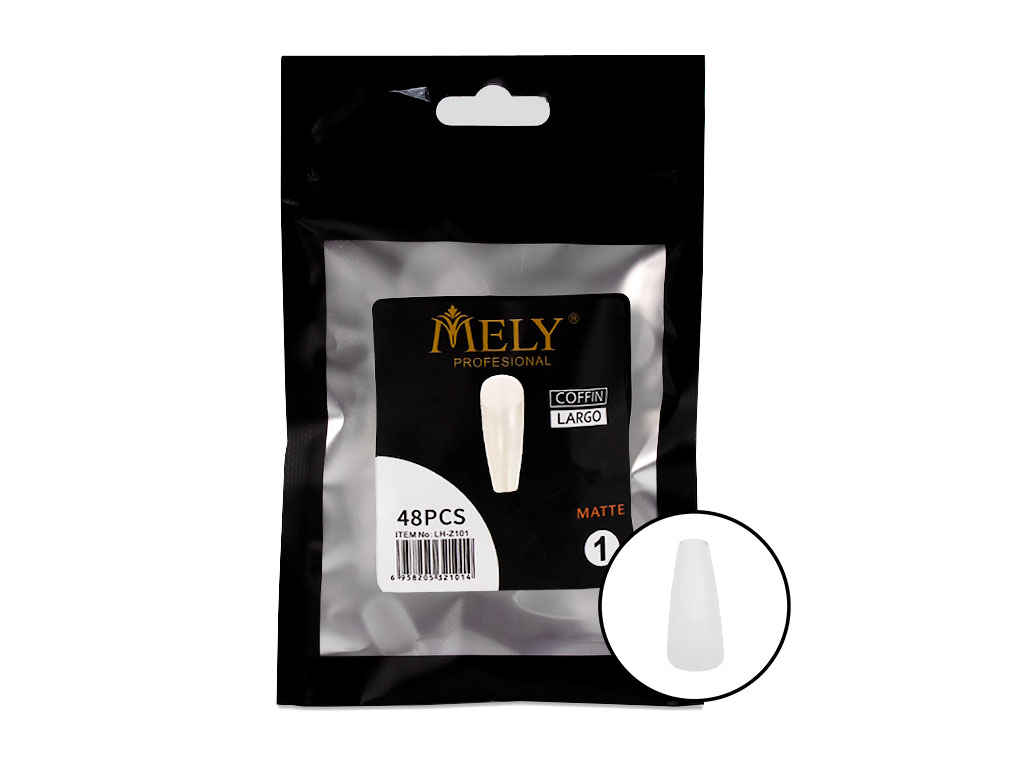 [PM-LH-Z101] UÑAS POSTIZAS CUBIERTA TOTAL MELY COFFIN LARGO MATTE X48PCS