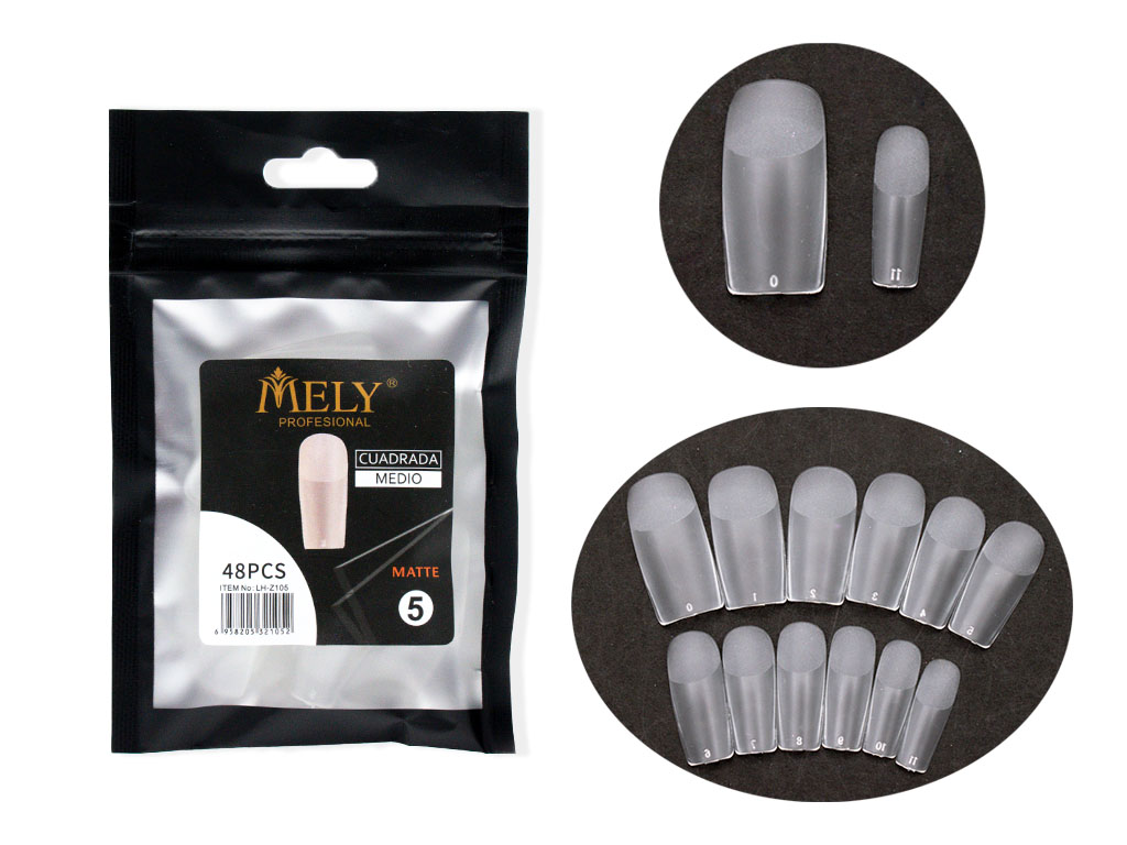[PM-LH-Z105] UÑAS POSTIZAS FORMA CUADRADA MEDIUM 48PCS MELY