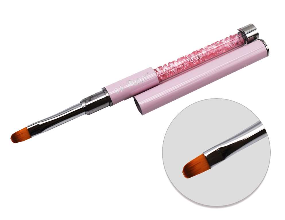 [PM-LH-13727] PINCEL MANICURIA POLIGEL MELY 8# MANGA CON STRASS ROSA