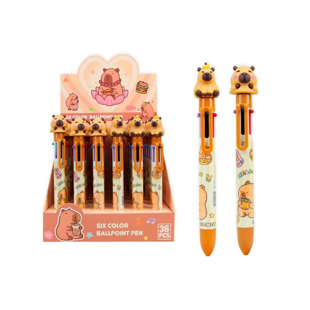 LAPICERA CON 6 COLORES CAPYBARA
