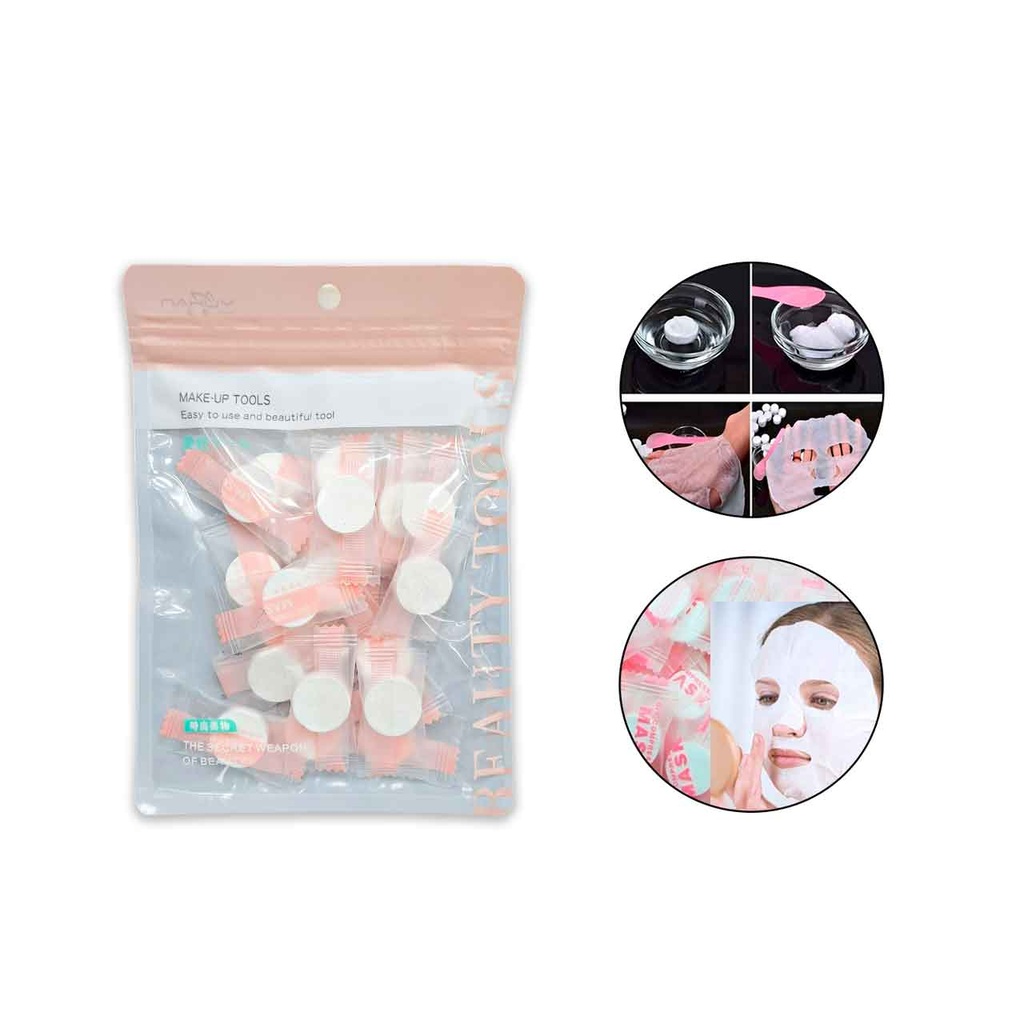 [PM-NF-BA14A4011] MASCARILLAS FACIALES COMPRIMIDAS DE ALGODÓN X20PCS