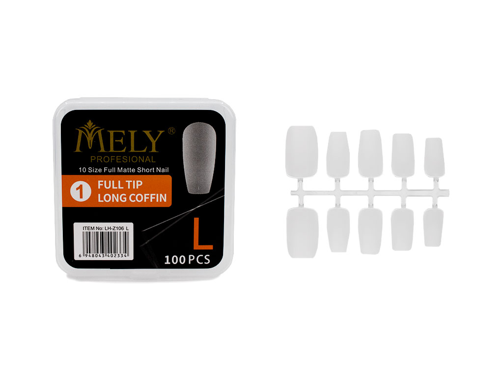 [PM-LH-Z106L/480] UÑAS POSTIZAS FORMA COFFIN LARGAS 100PCS TALLA L MELY