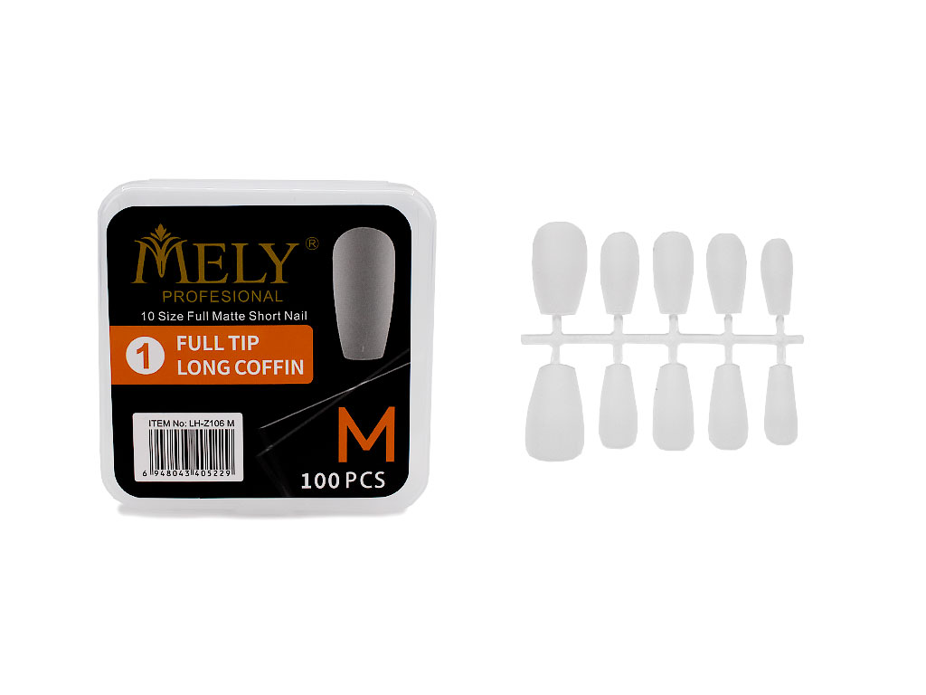 [PM-LH-Z106M/480] UÑAS POSTIZAS FORMA COFFIN LARGAS 100PCS TALLA M MELY