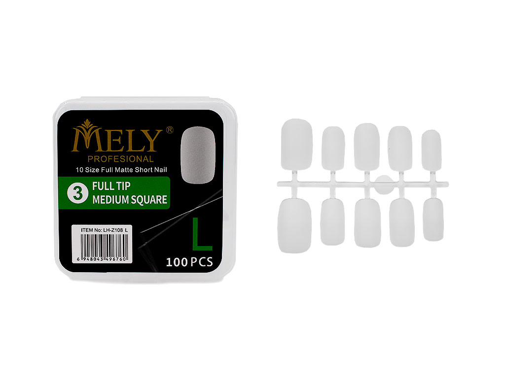 [PM-LH-Z108L/480] UÑAS POSTIZAS FORMA CUADRADA MEDIUM 100PCS TALLA L MELY