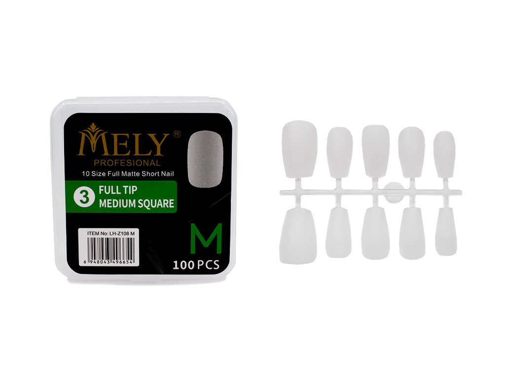 [PM-LH-Z108M/480] UÑAS POSTIZAS FORMA CUADRADA MEDIUM 100PCS TALLA M MELY
