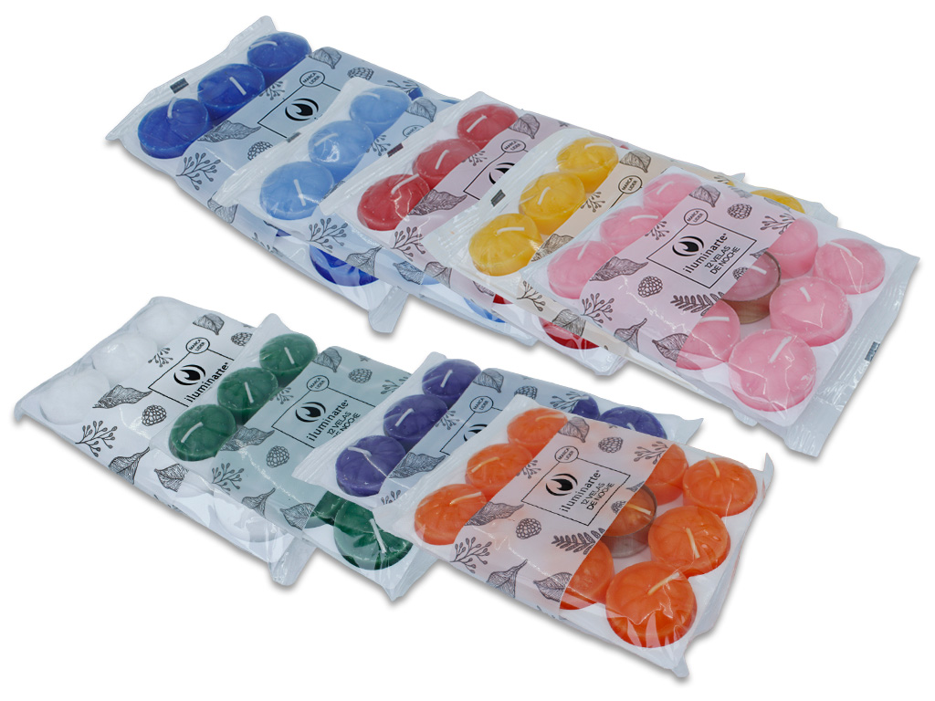 [PM-004/004J] 12 VELAS DE NOCHE AROMÁTICAS + 1 VASO CONTENEDOR