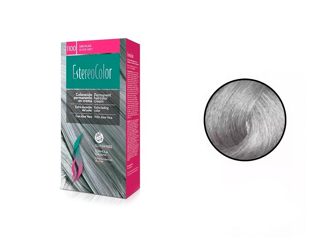 KIT DE COLORACION PERMANENTE GRIS PLATA 1100