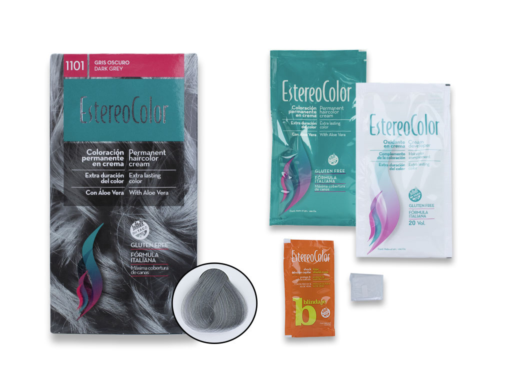 KIT DE COLORACION PERMANENTE GRIS OSCURO 1101