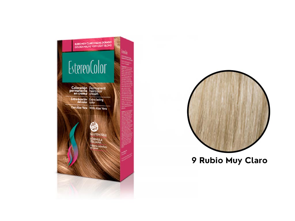 KIT DE COLORACION PERMANENTE RUBIO MUY CLARO 9
