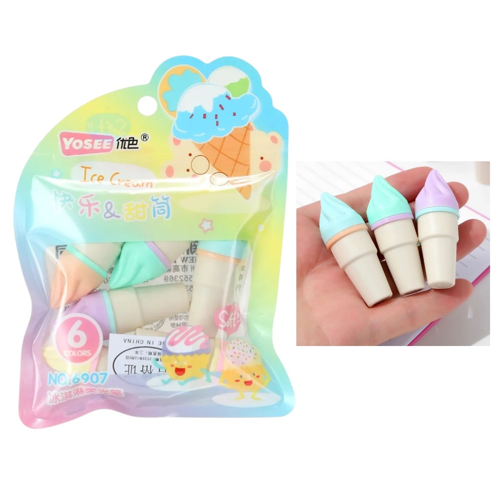 SET X6 MARCADORES FORMA DE HELADO