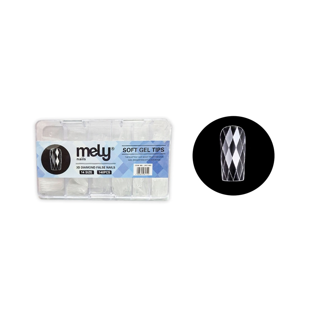 [PM-LWZ-04S] UÑAS SOFT GEL DIAMOND FALSE CUADRADA 140PCS MELY