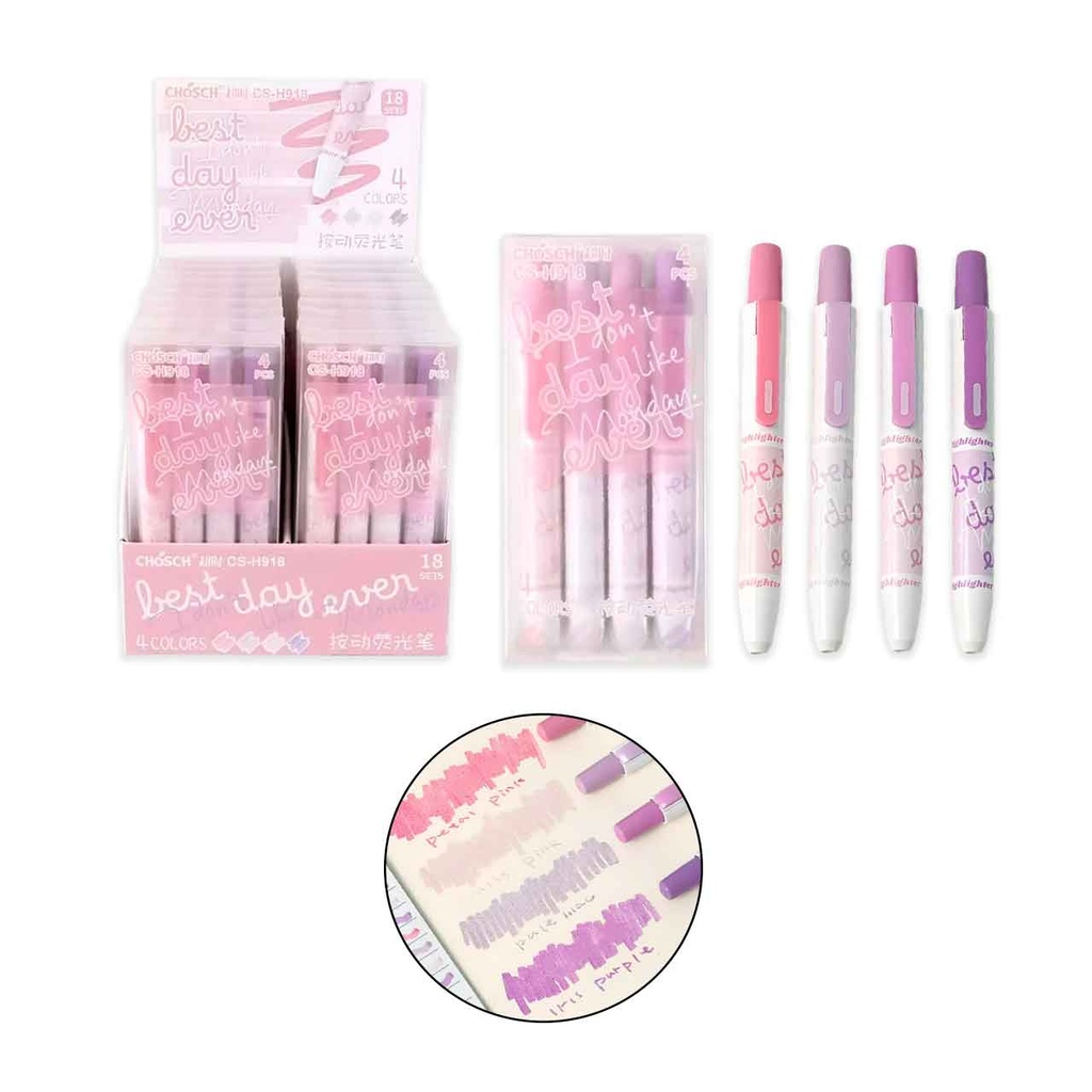 RESALTADORES TONOS ROSAS 4PCS