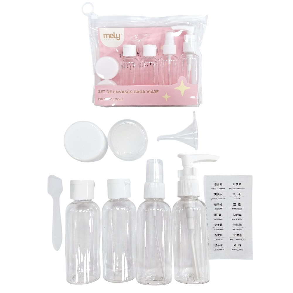 SET DE 8 ENVASES PARA VIAJE