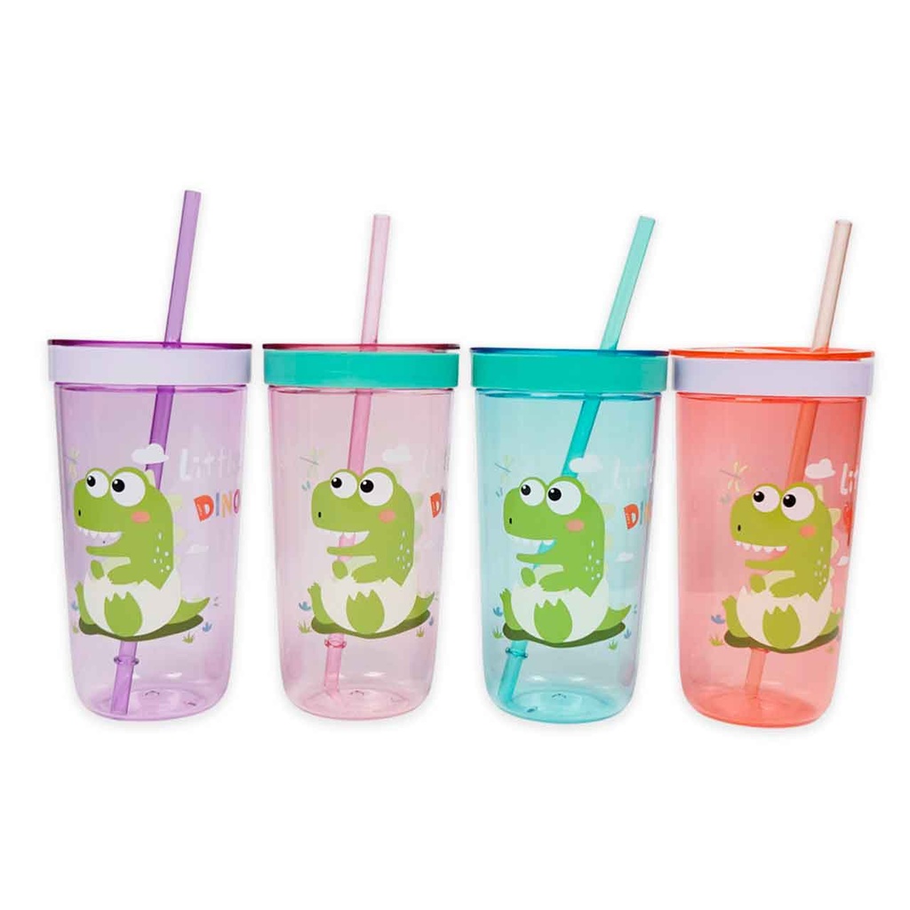 [PM-16061-9] VASO CON TAPA LITTLE DINO 550ML