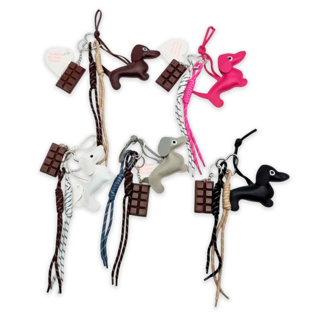 LLAVERO CHARMS PERRITO Y CHOCOLATE
