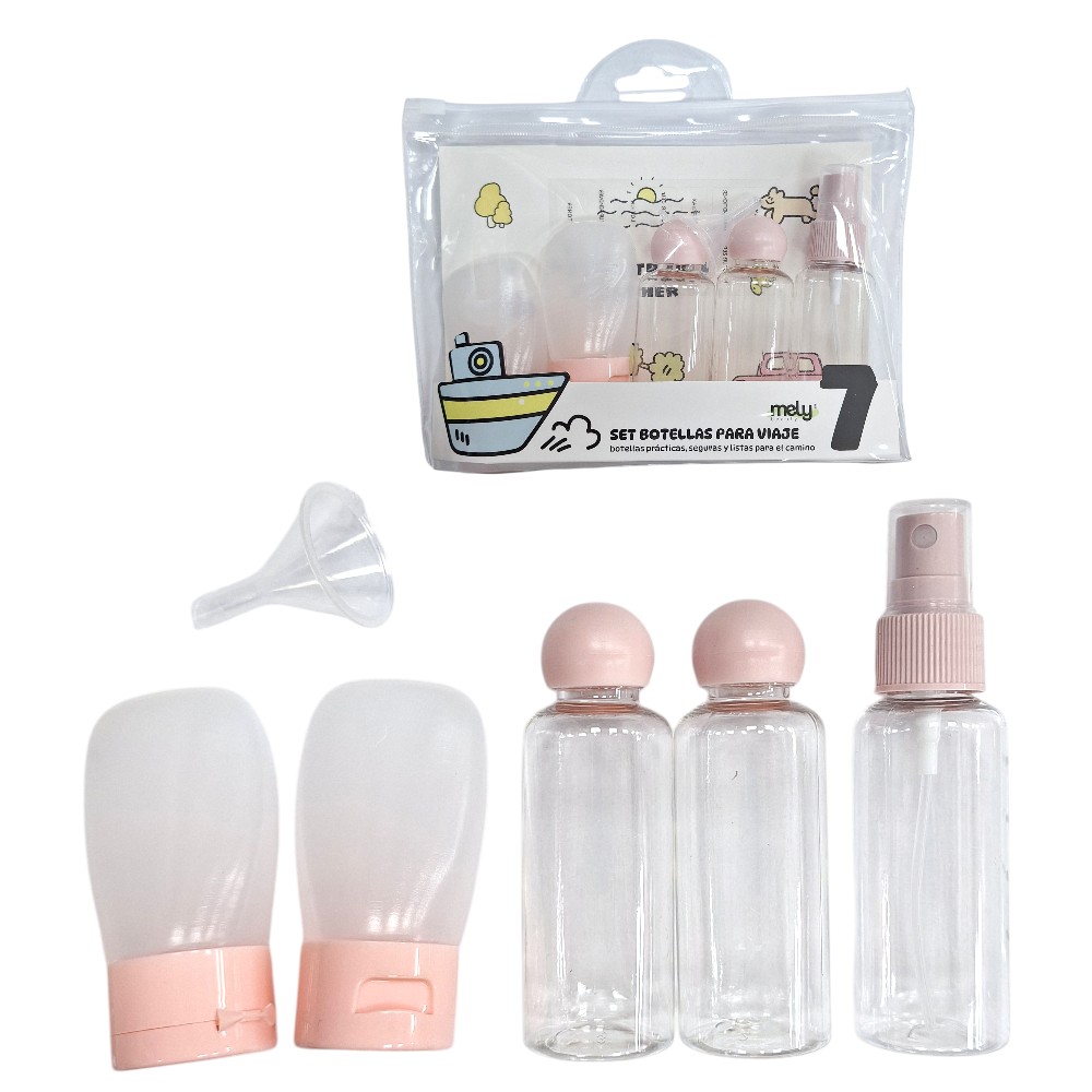 SET DE 7 BOTELLAS PARA VIAJE